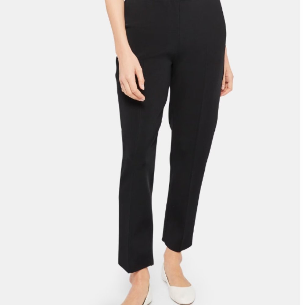 NWT M Theory Slim Cropped Pull-On Pant in Stretch Knit in Glossy Black
